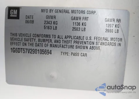 2009 Cadillac Cts Standard из США, поврежденный, VIN 1G6DT57V290105694